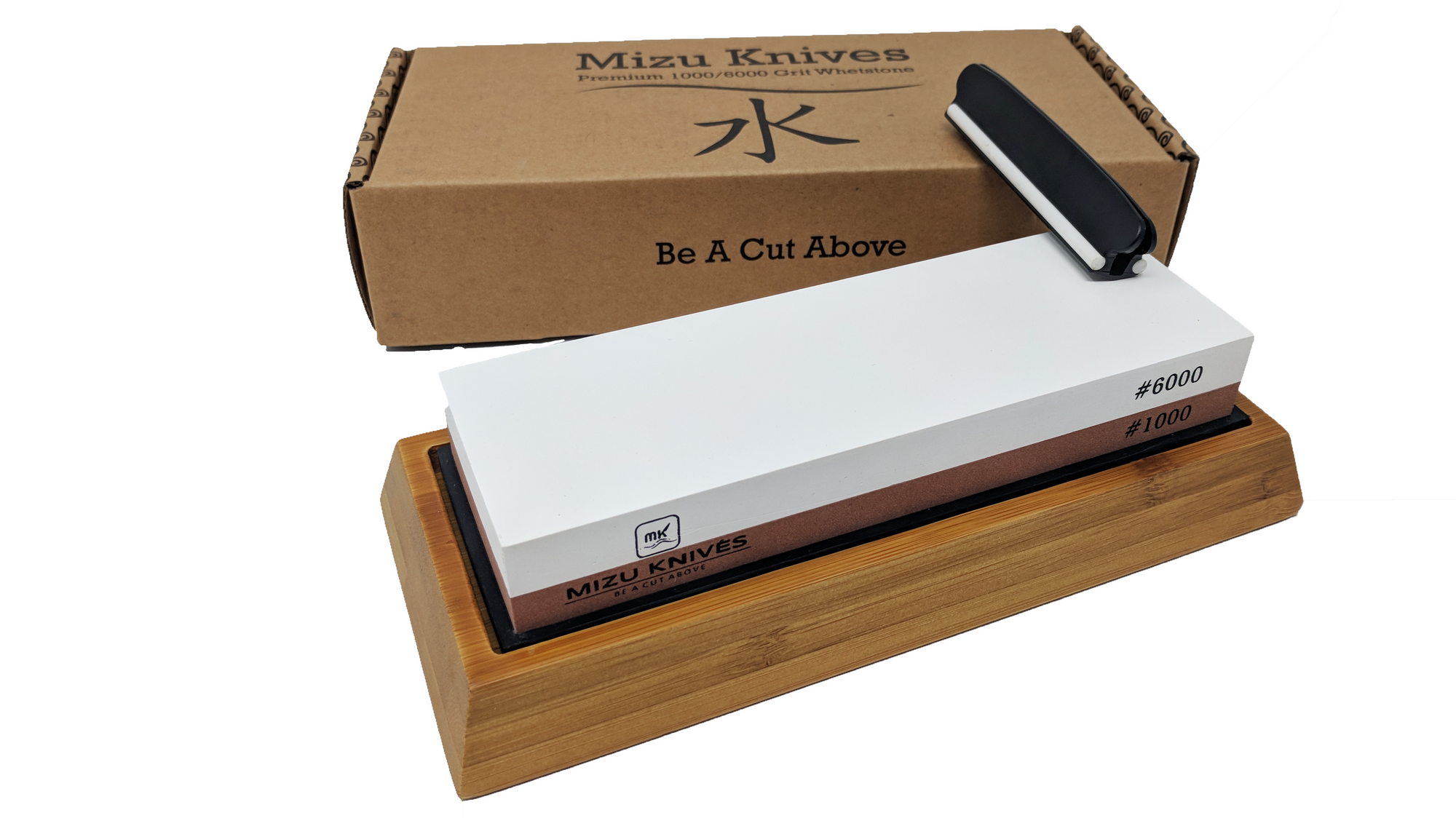 Kota Japan 1000-grit Coarse Side and 6000-grit Polishing Side Knife  Sharpening Whetstone with Bamboo Base and Blade Guide